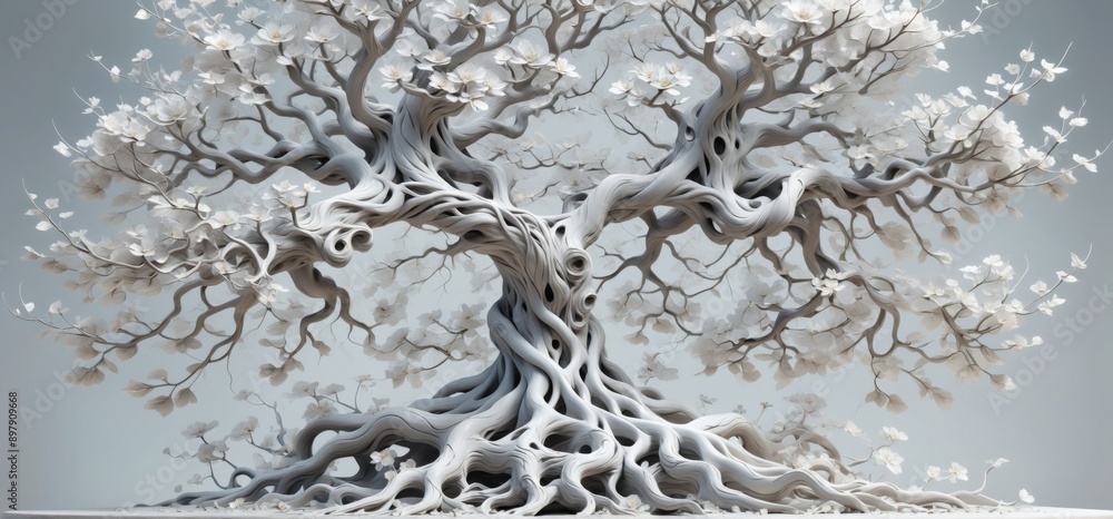 Aufkleber 3d rendering tree intricate details is made up multiple branches