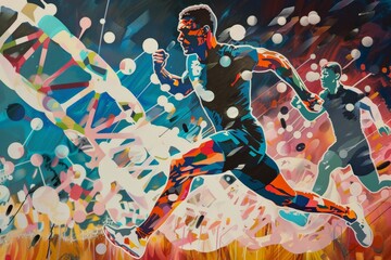 Abstract Runner in Colorful Background.