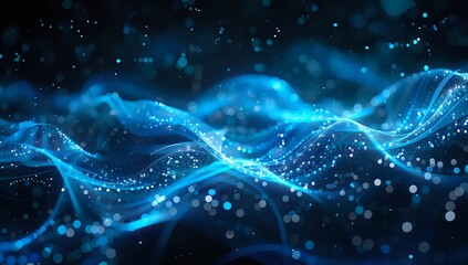 Naklejka premium Blue Abstract Flowing Particles Background