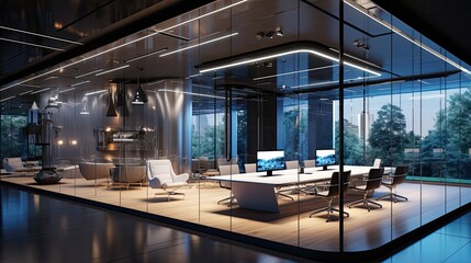 Fototapeta premium glass office interior