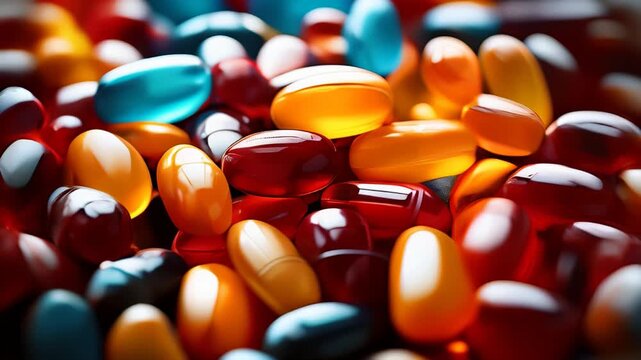 Colorful pills close up