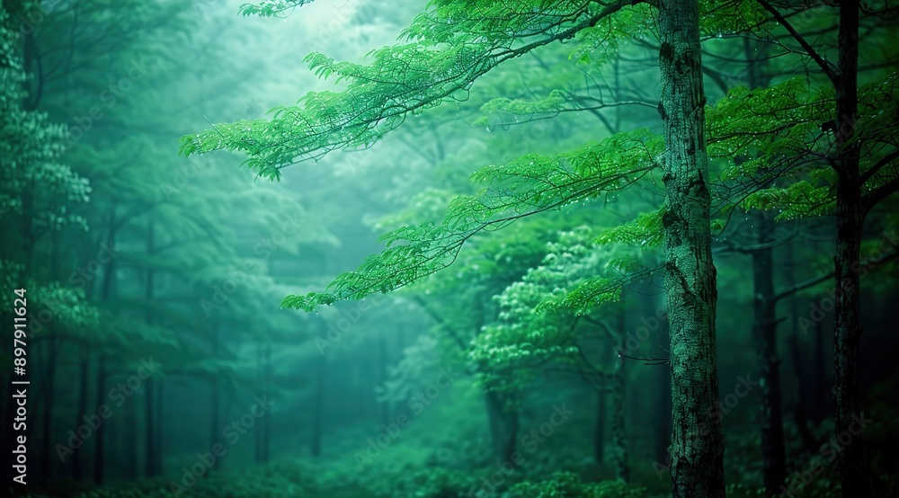 Poster forest in the morning