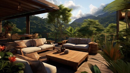 Fototapeta premium panoramic deck on house