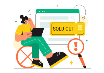 Sold Out Vector Illustration with Shopping Message or Special Offer Indicating the Product is Sold in a Flat Style Cartoon Background