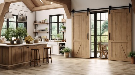 stained barn door interior