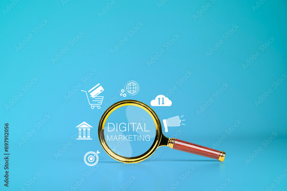 Aufkleber digital platform for online marketing and network technology concepts.