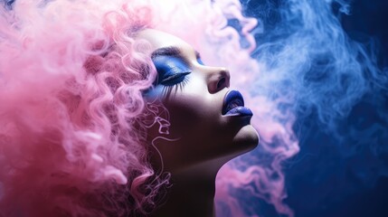 mouth smoke pink blue