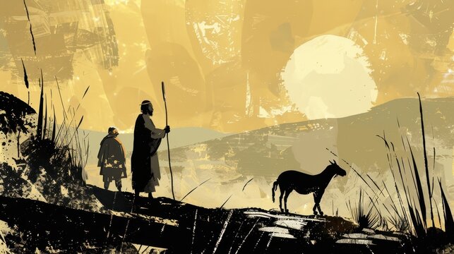 Genesis,Kings War:Minimalist modern sketch of a messenger informing Abram of Lot’s capture, bold pencil lines on soft beige boho background biblical illustration, perfect for inspirational wall art.