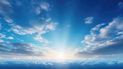 sun blue sky with wispy clouds