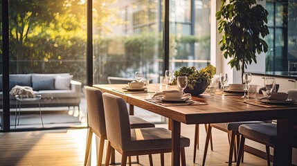 Obraz premium wooden blurred modern condo interior