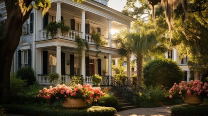 Obraz premium greenery charleston houses