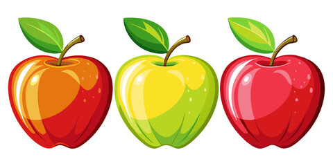 Juicy Colorful Apple Bundle Collection Against White Background