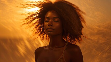 golden black woman sun