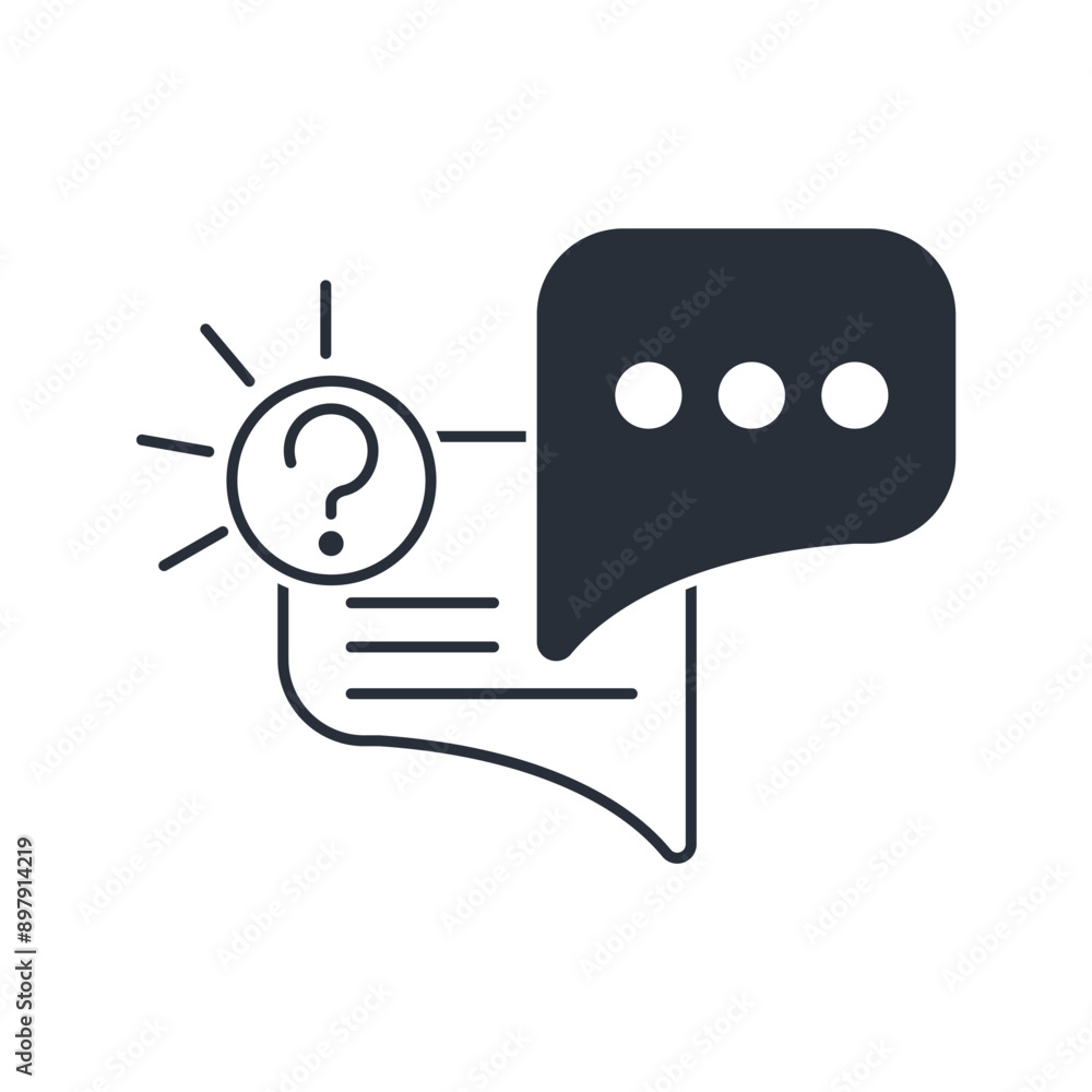 Poster dialogue question with answer. vector linear icon isolated on white background.