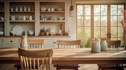 focus blurred modern farmhouse interior