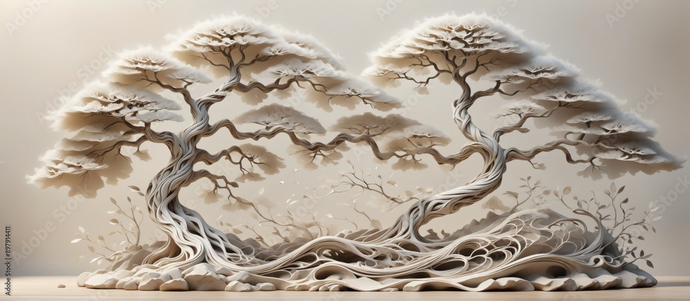 Poster digital art piece that appears to be 3d rendering tree branches