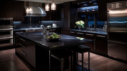 end dark wood kitchen