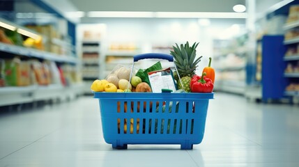 fruits blue shopping basket