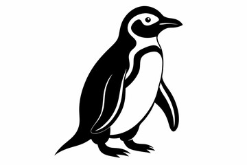 Vector image of the penguin silhouette. Penguin black silhouette vector logo. Penguin icon. Penguin and ice. Penguin black silhouette vector, icon on a white background.
