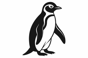 Vector image of the penguin silhouette. Penguin black silhouette vector logo. Penguin icon. Penguin and ice. Penguin black silhouette vector, icon on a white background.
