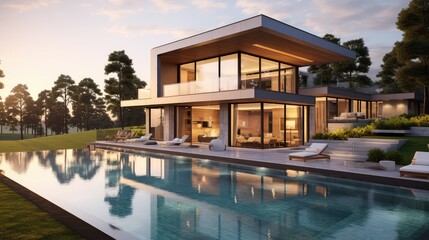 Fototapeta premium infinity house with pool