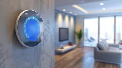 Smart thermostat adjusting home temperature automatically