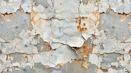 Obraz premium Shabby metal surface with cracking paint and visible rust forming a unique and textured backdrop