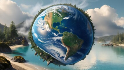 Fototapeta premium earth globe environment issue, global warming