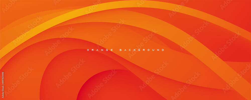 Poster Orange papercut abstract background dynamic design vector