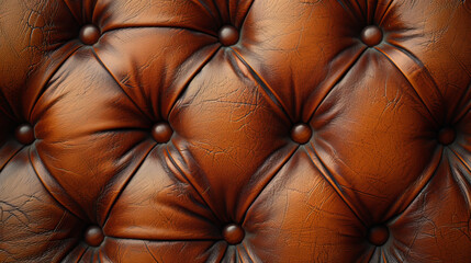 Fototapeta premium Close-up of buttoned brown leather upholstery