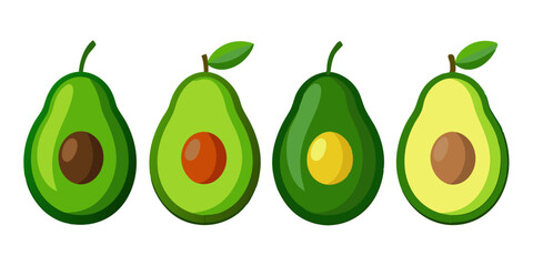 Assorted Avocado Fruit Illustration in Various Styles 