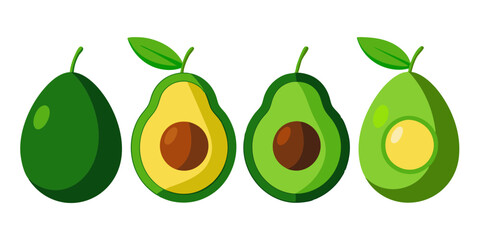 Assorted Avocado Fruit Illustration in Various Styles 