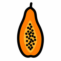 Papaya Hand Drawn Doodle Icon on a white isolated background (4)