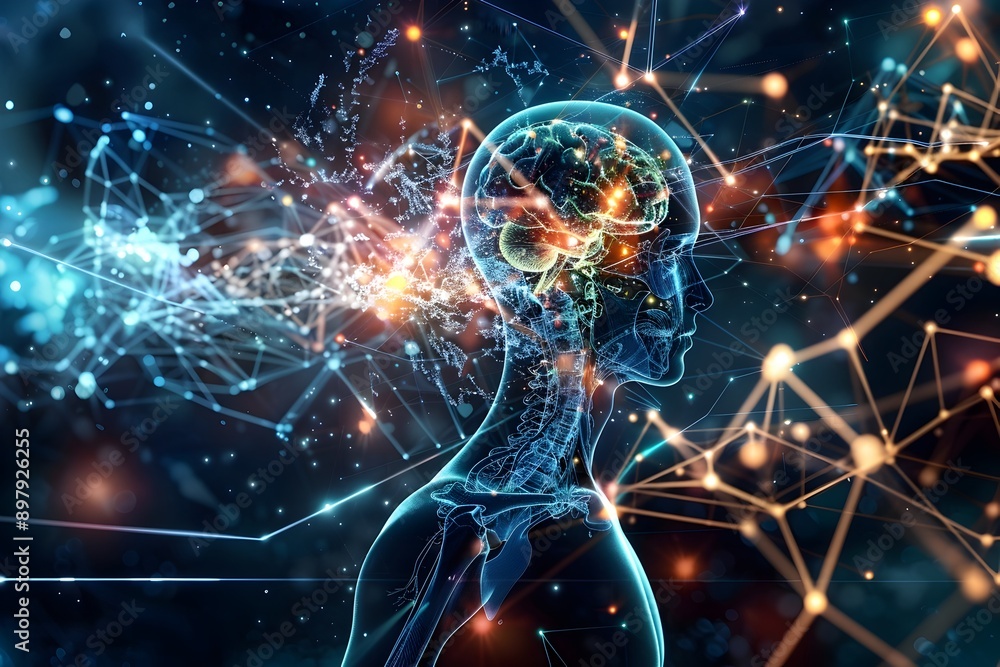 Poster interconnected neurological systems - visualizing the intricate complexity of the human body