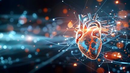 Digital Cardiac Rhythm Visualization - Futuristic Medical Technology Backdrop