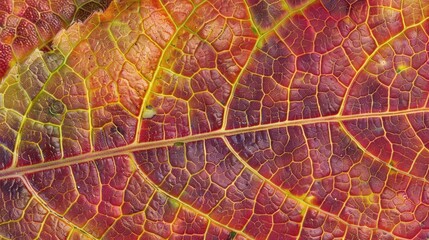 Obraz premium Closeup of red leaf veins.