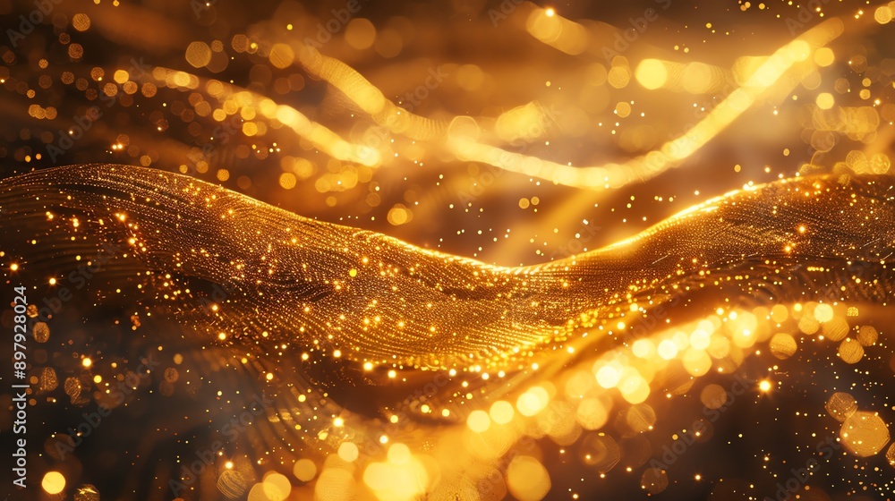 Poster abstract golden bokeh background.