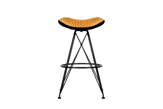Stylish modern bar stool with wooden seat and black metal legs, perfect for kitchen and bar settings, offers comfort and elegance.