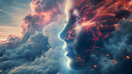 Imaginative human head, abstract