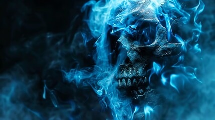 Skull monster with blue flames