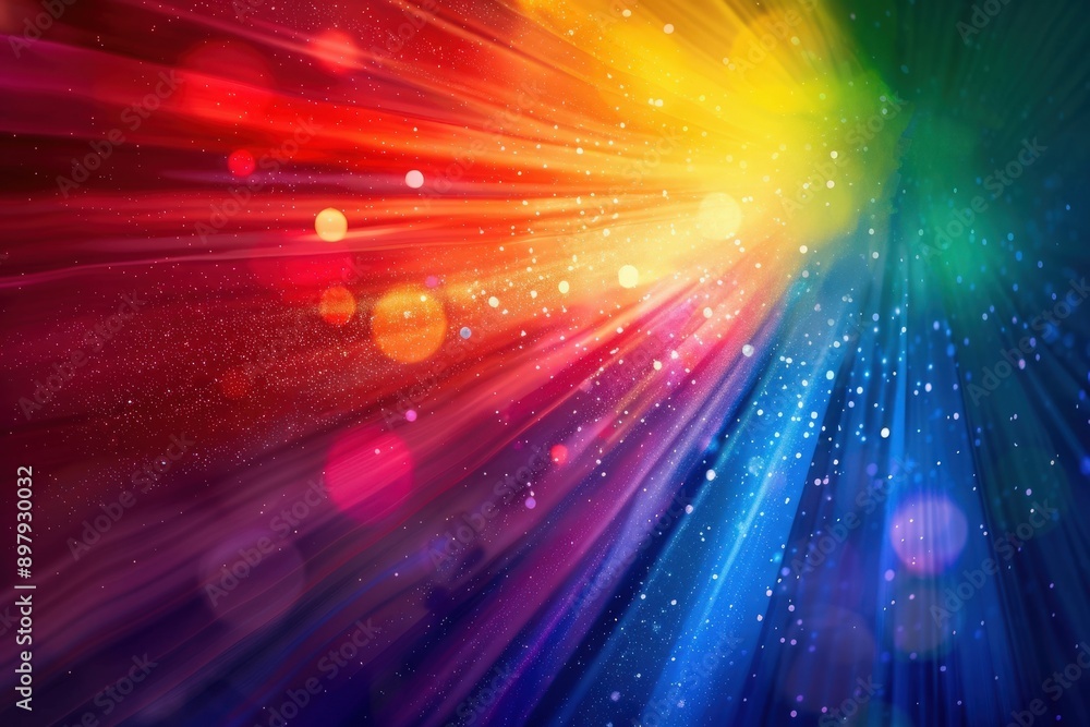 Wall mural vibrant array colors radiating outward, creating dynamic light burst. perfect backgrounds artistic p