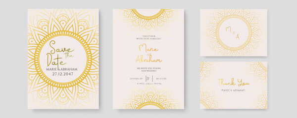 Luxury wedding invitation with mandala background