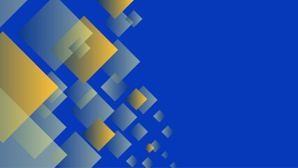 White background with geometric blue orange shape