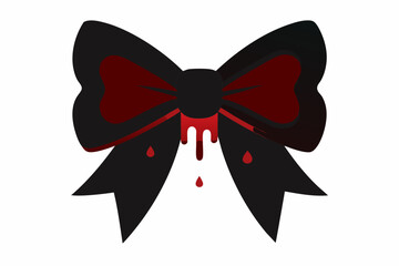dark coquette bows splatter blood silhouette christmas vector illustration