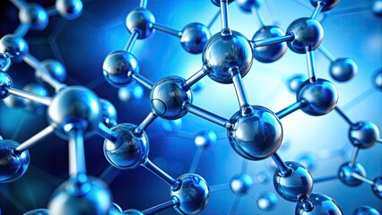 Obraz premium molecular structure in a blue hued scientific environment on a translucent background , molecules, structure