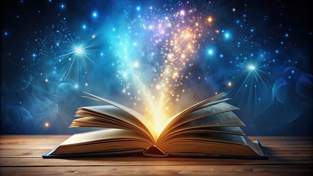 Enchanting open magic book with glowing pages on mystical background, magic, book, enchanting, glowing, pages