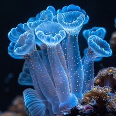 Obraz premium Mesmerizing Bioluminescent Pillar Coral Illuminating the Underwater Realm