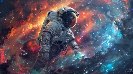 Astronaut Floating in the Milky Way.