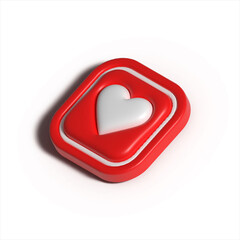 Love Icons. 3D Love icon media social applications. Like and play in red bubble icons. 3d heart simple signs. Love simple sign