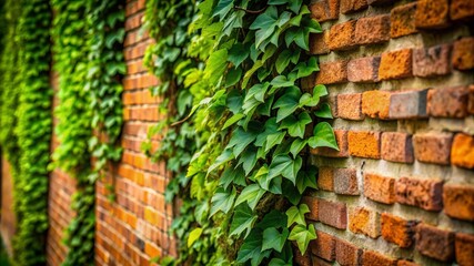 Fototapeta premium Green Ivy Growing on Brick Wall.